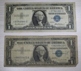 2- 1957 Blue Seal Silver Certificates, STAR NOTES, sells times the money