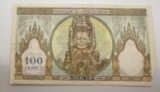 1947 Banque de l'Indochine 100 Francs Banknote New Caledonia