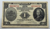 1943 Netherlands Indies 1 Gulden Banknote,  American Bank Note Co.