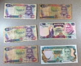 6- Zambian Kwacha Banknotes, 100, 50, 20 Denominations, sells times the money