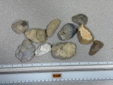 Arrowheads and Artifacts - Paleo Uniface Scrapers 10 in lot from Midwest largest 2 1/4