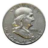 1951 Franklin Half Dollar, 90% Silver Coin