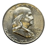 1958-D Franklin Half Dollar, 90% Silver Coin