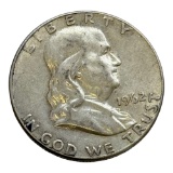 1962 Franklin Half Dollar, 90% Silver Coin