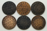 6- Large Canada Cents, 1881H, 1882H, 1884, 1886, 1887, 1888, sells times the money