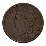 1819 Liberty Head Large Cent, One Cent, United States, Copper Coin