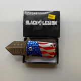 Black Legion Folding Pocket Knife, USA Flag, God Bless The USA, approx 4 inches long as pictured