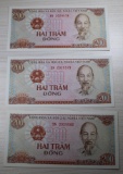 3- Vietnam State Bank 200 Dong Banknotes, Sequential Serial Numbers, sells times the money