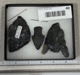 Arrowheads and Artifacts - Frame of 3 artifacts from Hocking Co OH largest 3