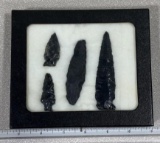 Arrowheads and Artifacts - Frame of 4 points from Pacific Northwest largest is 3 1/2