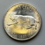 1967 Canada Centennial Quarter Dollar, Commemorative Silver Coin, Queen Elizabeth II, PROOF LIKE