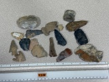Arrowheads and Artifacts - lot of 15+ artifacts mostly from Central Ohio largest is 3
