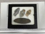 Arrowheads & Artifacts - Frame Licking Co Oh 3 Adena points & undrilled Gorget largest 2