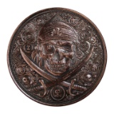 1 Ounce 0.999 Fine Copper Commemorative Coin, Pirate Skull and Ship Design