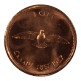 1967 Canada Centennial Cent Commemorative Coin, Queen Elizabeth II, PROOF LIKE