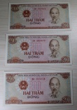 3- Vietnam 200 Dong Banknotes, w/ sequential serial numbers, sells times the money