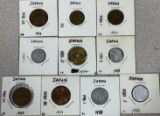 World Coins - Japan lot of 9, Range -1943 - 1984