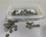 Approx 70 or more Buffalo Nickels, small right pile- weak date, large pile- NO DATE, rest have dates