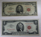 1963 $2.00 and $5.00 Red Seal Notes, sells times the money