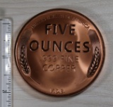 Commemorative Copper Round, 5 oz, .999 Fine