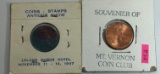 Pair of Souvenir Coin Show Flips with US Cents