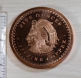 5 Ounce .999 Fine Copper Round, Native American and Aztec Calendar Design
