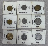 World Coins - Argentina  lot of 9 coins range 1949 - 1985