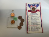 Commemorative Lincoln Cents, each is embossed with a logo, includes a Masonic coin and more