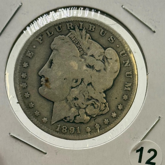 1891-O Morgan Dollar Coin, United States, 90% Silver