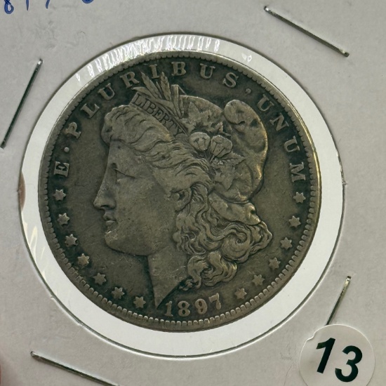 1897-O Morgan Dollar Coin, United States, 90% Silver
