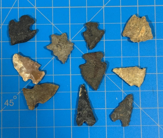 Arrowheads & Indian Artifacts Bird points Lot of 10 Western US Largest 1 1/2"