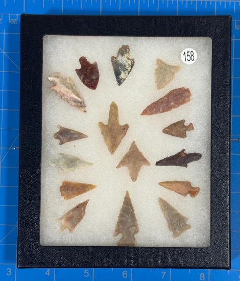 Arrowheads & Indian Artifacts Frame of Western Points 16 Largest 1 1/4"