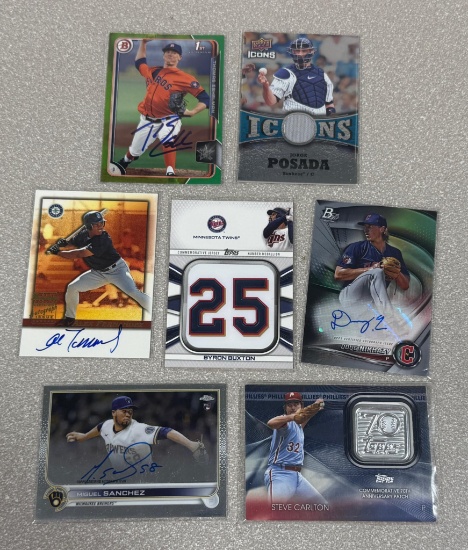 Sports cards Baseball Autos & Relics lot of 7 Phillies Guardians Twins Mariners Astros Yankees 1 is