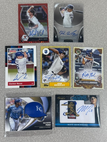 Sports cards Baseball Autos & Relics lot of 7 Brewers Mets Royals Astros 1 is # ed