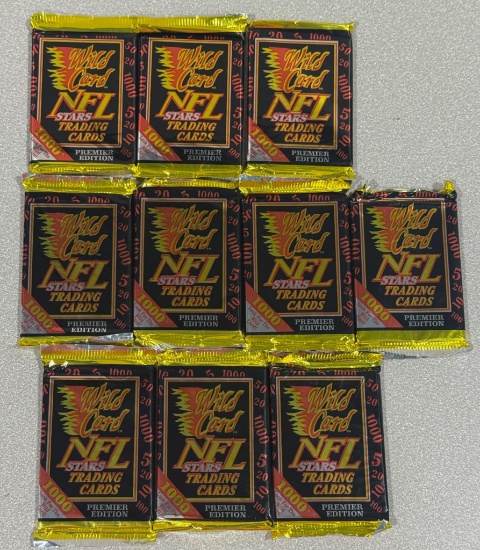 (10) 1991 Wild Card Football Premier Edition - (1000 Stripe Chase Cards-Possible Farve)