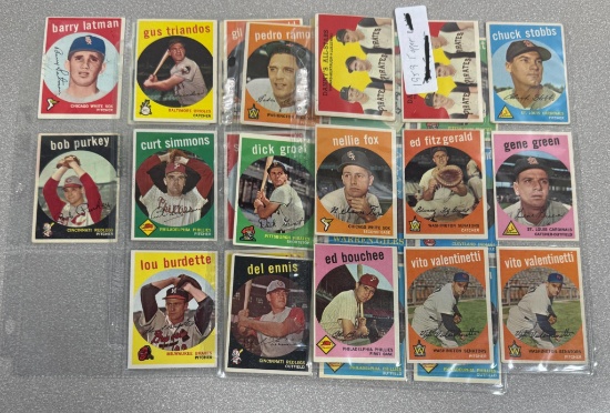 (31) 1959 Topps Lot (Asburn, Fox, Giles, Roberts, schoendienst) (VG-EX)