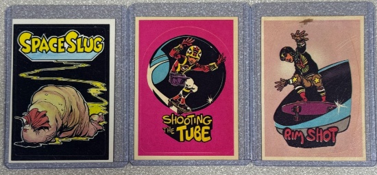 (3) 1976 Donruss Stickers & 1983 Space Slug Stickers
