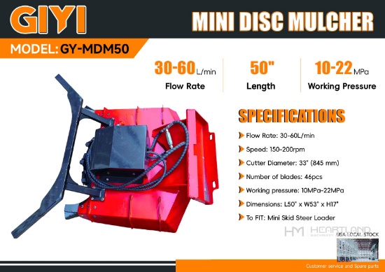 2026 Giyi Gy-mdm50 Mini Disc Mulcher (unused)