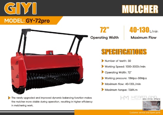 2026 GIYI GY-72pro skid steer loader mulchers (Unused)