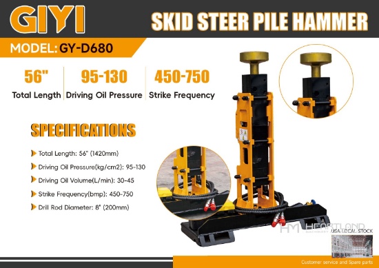 2026 GIYI GY-D680 Skid Steer Post Driver (Unused)