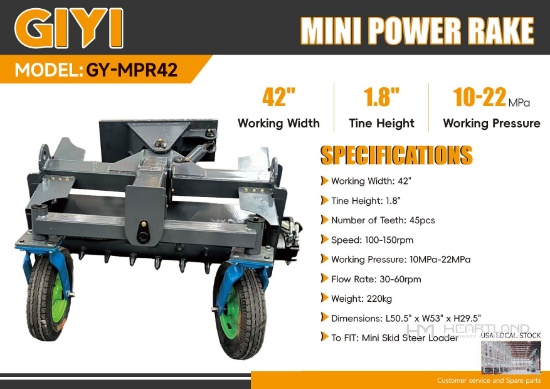 2026 Giyi Gy-mpr42 Mini Power Rake (unused)