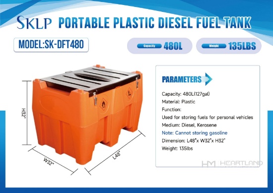 2026 SKLP SK-DFT480 Portable Plastic Diesel Fuel Tank (Unused)