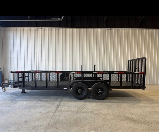2024 TX Brag ED20BP14 Custom Built Steel Deck 20' Trailer w/ Pipe Rail Sides