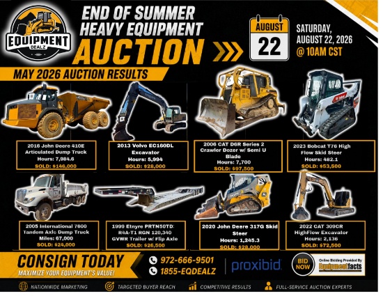 End of Summer 2026 Heavy Equipment Auction