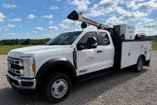 2023 Ford F550 Extended Cab 6.7L 4x4 Crane Truck w/ Reading Palfinger PSC8029 Crane