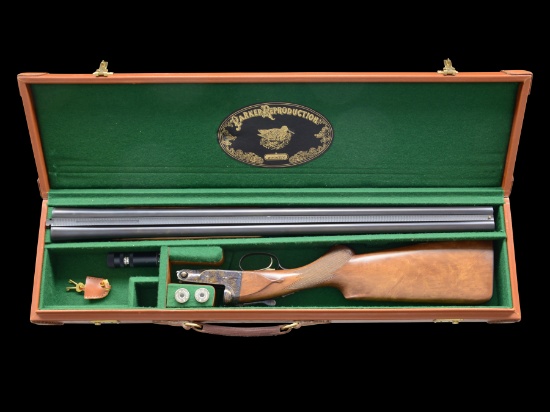 RARE NEAR MINT PARKER REPRODUCTIONS DHE GRADE 12 GAUGE SPORTING CLAYS MODEL WITH CASE