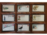 Interesting and high quality display of nine advertising envelopes.