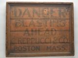 Wooden sign.