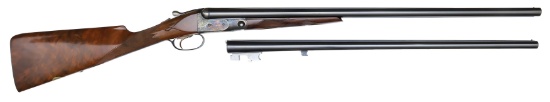 RARE HIGH ORIGINAL CONDITION PARKER REPRODUCTIONS DHE 16 & 20 GAUGE TWO BARREL SET WITH CASE.