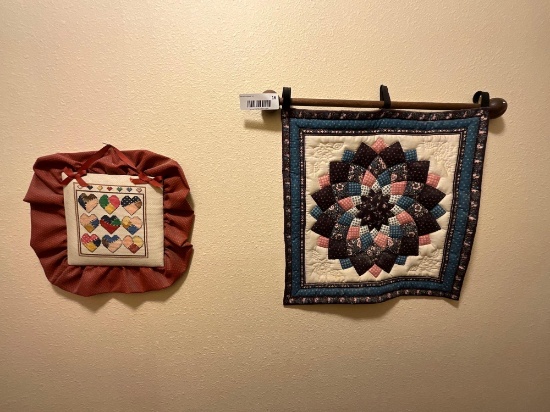 Cross stitched wall hangings